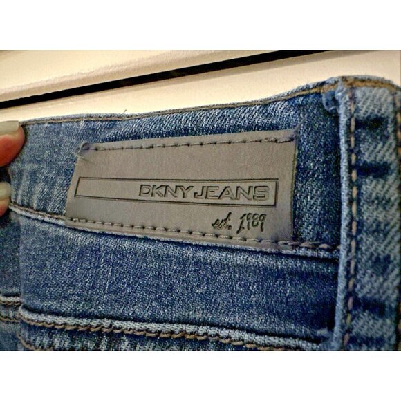 Rare Vintage DKNY Women's Soho Boot Jeans HANDPRINT 30" Waist 29" Inseam 8" Rise - Picture 10 of 14